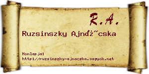 Ruzsinszky Ajnácska névjegykártya